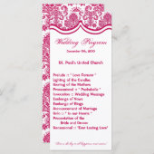 25 4x9 Hochzeitsprogramm Fusia White Damask Lace P Programm (Vorne/Hinten)