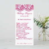 25 4x9 Hochzeitsprogramm Fusia White Damask Lace P Programm (Stehend Vorderseite)
