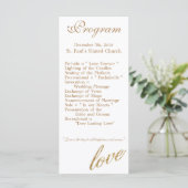 25 4x9 Hochzeitsprogramm Gold Foil Glitzer Liebe Programm (Stehend Vorderseite)