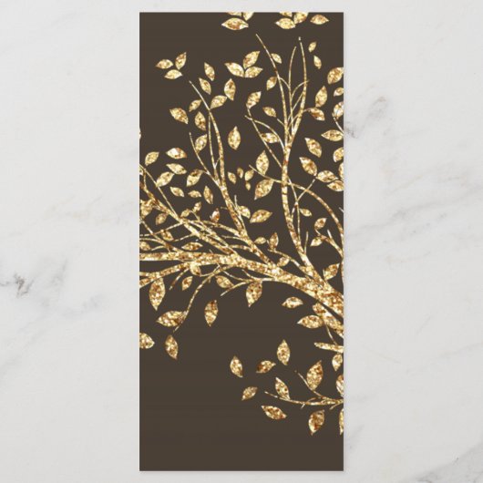 25 4x9 Hochzeitsprogramm Gold Foil Tree Blätter Au Programm (Rückseite)