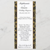 25 4x9 Hochzeitsprogramm Gold und Black Damask Programm (Vorderseite)