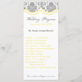25 4x9 Hochzeitsprogramm Grau-Gelbe Damaskalspitze Programm (Vorderseite)