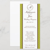 25 4x9 Hochzeitsprogramm Grün und braun Damast Programm (Vorne/Hinten)
