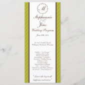 25 4x9 Hochzeitsprogramm Grün und braun Damast Programm (Vorderseite)
