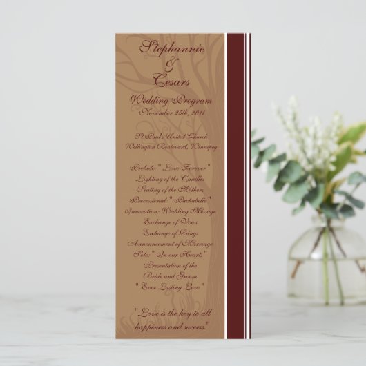 25 4x9 Hochzeitsprogramm Herbstbaum Programm (Stehend Vorderseite)