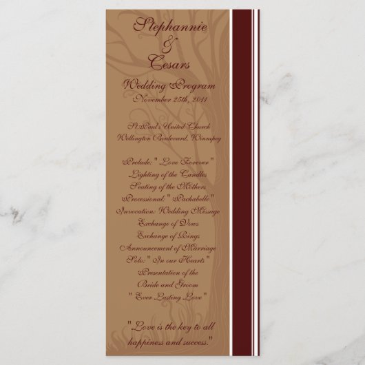 25 4x9 Hochzeitsprogramm Herbstbaum Programm (Vorderseite)