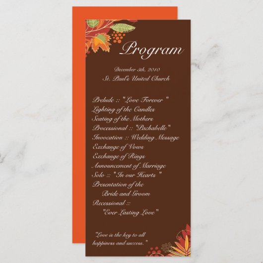 25 4x9 Hochzeitsprogramm Herbstschuhe Herbst flora Programm (Vorne/Hinten)