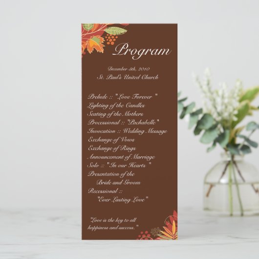 25 4x9 Hochzeitsprogramm Herbstschuhe Herbst flora Programm (Stehend Vorderseite)