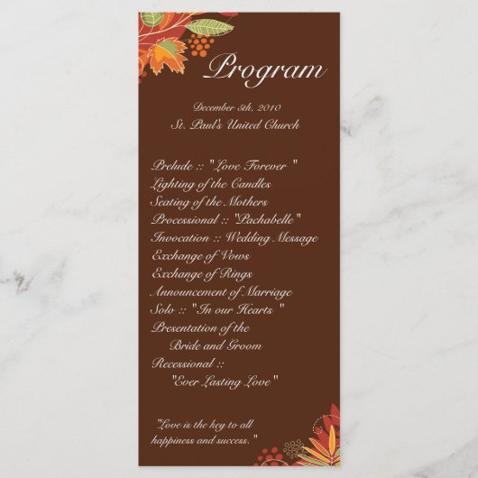 25 4x9 Hochzeitsprogramm Herbstschuhe Herbst flora Programm (Vorderseite)