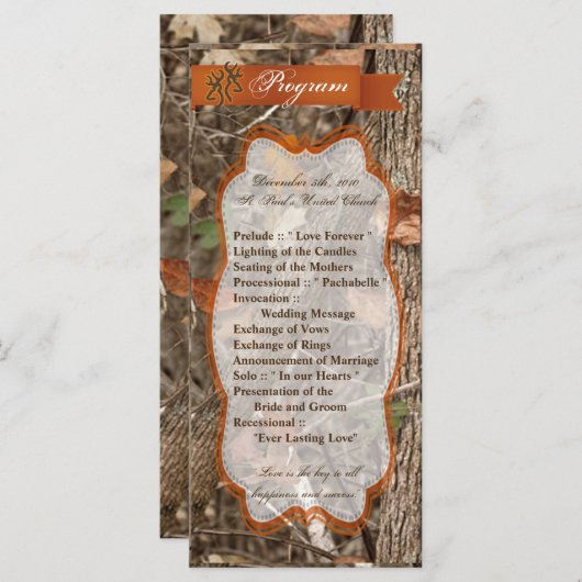 25 4x9 Hochzeitsprogramm Jagd auf Jungtiere Hirsch Programm (Vorne/Hinten)