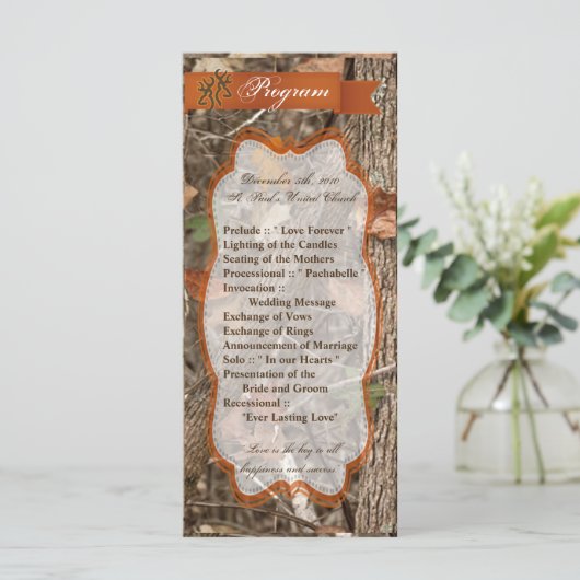 25 4x9 Hochzeitsprogramm Jagd auf Jungtiere Hirsch Programm (Stehend Vorderseite)