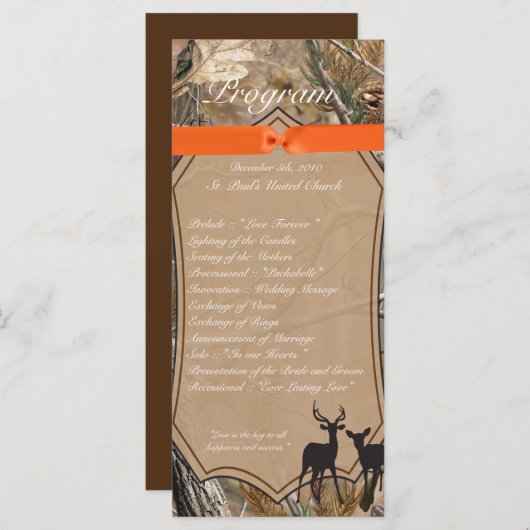 25 4x9 Hochzeitsprogramm Jäger Camouflage Camoflau Programm (Vorne/Hinten)