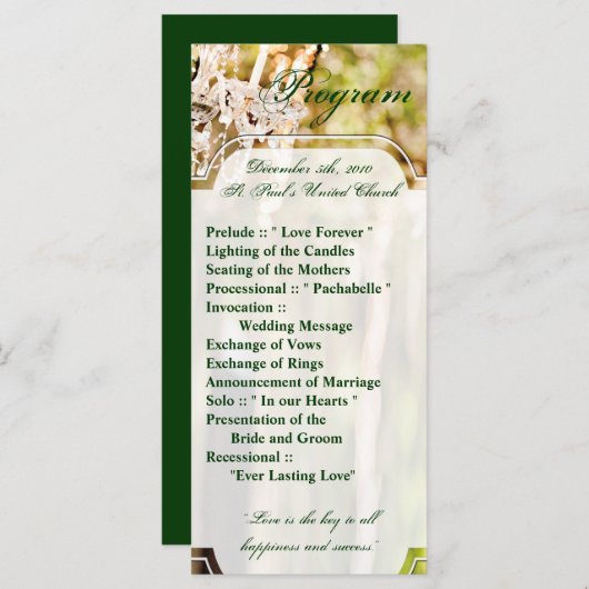 25 4x9 Hochzeitsprogramm Kronleuchter in Eichenbau Programm (Vorne/Hinten)