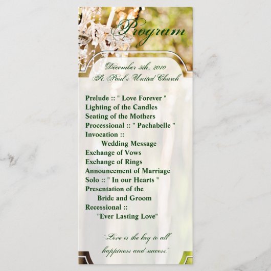 25 4x9 Hochzeitsprogramm Kronleuchter in Eichenbau Programm (Vorderseite)