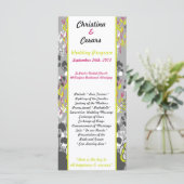 25 4x9 Hochzeitsprogramm Lime Green/Hot Pink Blume Programm (Stehend Vorderseite)