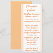 25 4x9 Hochzeitsprogramm Love Birds Peach Stripes Programm (Vorne/Hinten)
