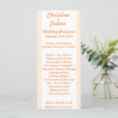 25 4x9 Hochzeitsprogramm Love Birds Peach Stripes Programm (Stehend Vorderseite)