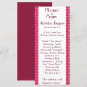 25 4x9 Hochzeitsprogramm Love Birds Rosa Streifen/ Programm (Vorne/Hinten)
