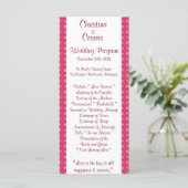 25 4x9 Hochzeitsprogramm Love Birds Rosa Streifen/ Programm (Stehend Vorderseite)