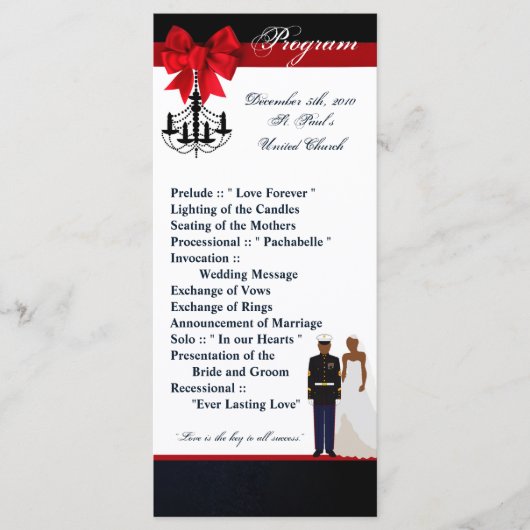 25 4x9 Hochzeitsprogramm Marine African Amer Unifo Programm (Vorderseite)