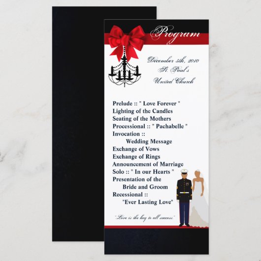 25 4x9 Hochzeitsprogramm Marine Hispanic Uniform Programm (Vorne/Hinten)