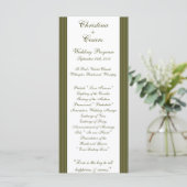 25 4x9 Hochzeitsprogramm Martini Olive Green Strip Programm (Stehend Vorderseite)