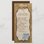 25 4x9 Hochzeitsprogramm Mason Jar Burlap Country Programm (Vorne/Hinten)