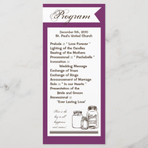 25 4x9 Hochzeitsprogramm Mason Jar Land Rustikal Programm