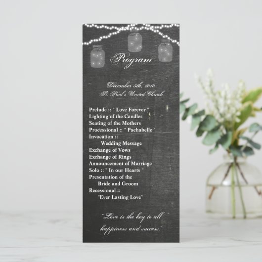 25 4x9 Hochzeitsprogramm Mason Jar String Lights C Programm (Stehend Vorderseite)