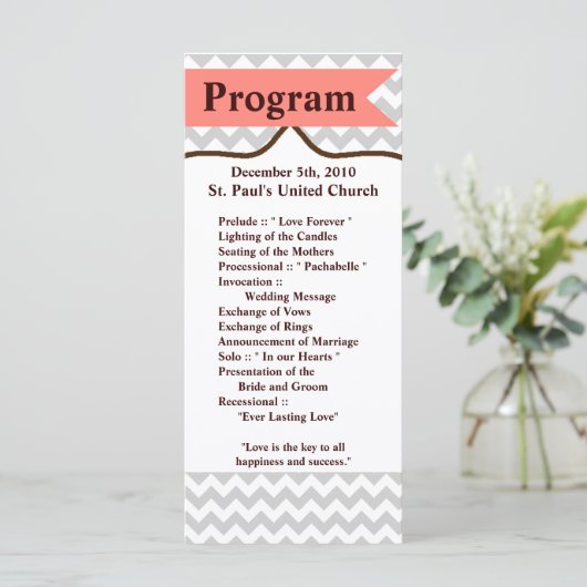 25 4x9 Hochzeitsprogramm Moderne Zickzack Stripkor Programm (Stehend Vorderseite)