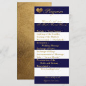 25 4x9 Hochzeitsprogramm Modernes Stripe Navy Weiß Programm (Vorne/Hinten)