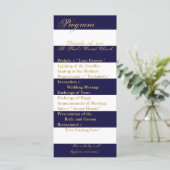 25 4x9 Hochzeitsprogramm Modernes Stripe Navy Weiß Programm (Stehend Vorderseite)