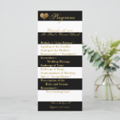 25 4x9 Hochzeitsprogramm Modernes Stripe Schwarz-w Programm (Stehend Vorderseite)