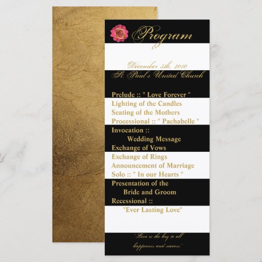 25 4x9 Hochzeitsprogramm Modernes Stripe Schwarz-w Programm (Vorne/Hinten)