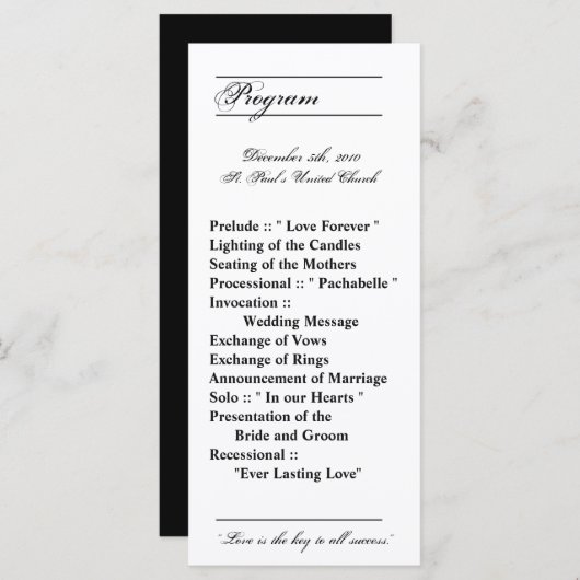 25 4x9 Hochzeitsprogramm Modernes Typografisches Z Programm (Vorne/Hinten)