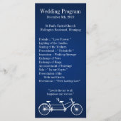 25 4x9 Hochzeitsprogramm Navy Blue Double Bike Programm (Vorderseite)