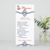 25 4x9 Hochzeitsprogramm Navy Nautical Knot Anchor Programm (Stehend Vorderseite)