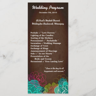 25 4x9 Hochzeitsprogramm Neon Frühling Floral Blum Programm