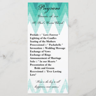 25 4x9 Hochzeitsprogramm Ombre Aquamarin Zickzack Programm