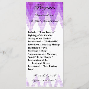 25 4x9 Hochzeitsprogramm Ombre Lila Zickzack Programm