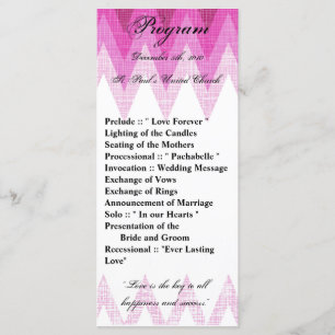 25 4x9 Hochzeitsprogramm Ombre Pink Zickzack Programm
