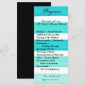 25 4x9 Hochzeitsprogramm Ombre Stripe Aquamarin Li Programm (Vorne/Hinten)