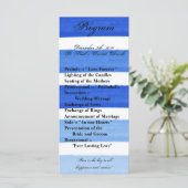 25 4x9 Hochzeitsprogramm Ombre Stripe Blue Line Fa Programm (Stehend Vorderseite)