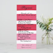 25 4x9 Hochzeitsprogramm Ombre Stripe Pink Line Fa Programm (Stehend Vorderseite)