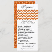 25 4x9 Hochzeitsprogramm Orange Glitzer Zickzack Z Programm (Vorne/Hinten)