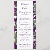 25 4x9 Hochzeitsprogramm Pfau/Blume auf Zweigstell Programm (Vorderseite)