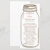 25 4x9 Hochzeitsprogramm Rosa/Braun Mason Jar Programm (Vorne/Hinten)