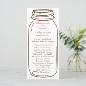 25 4x9 Hochzeitsprogramm Rosa/Braun Mason Jar Programm (Stehend Vorderseite)