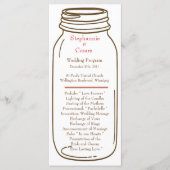 25 4x9 Hochzeitsprogramm Rosa/Braun Mason Jar Programm (Vorderseite)