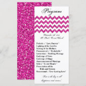 25 4x9 Hochzeitsprogramm Rosa Glitzer Zickzack Zig Programm (Vorne/Hinten)